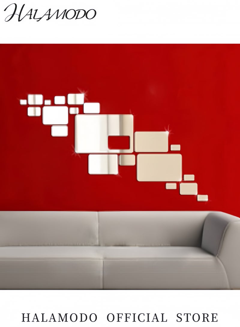 HALAMODO Geometric Environmentally Friendly Removable Mirror Wall Sticker Silver - Image 4