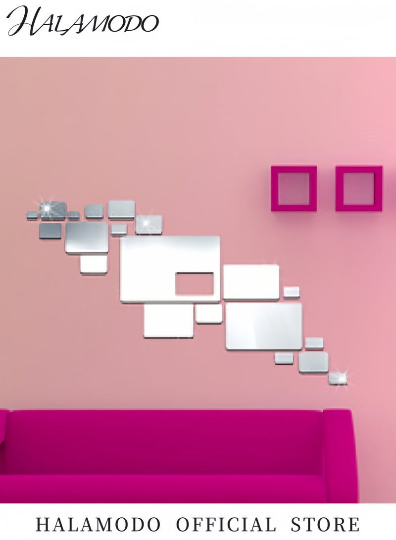 HALAMODO Geometric Environmentally Friendly Removable Mirror Wall Sticker Silver - Image 3