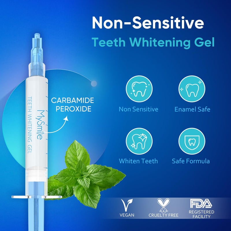 MySmile مجموعة تبييض الأسنان MySmile للأسنان الحساسة مع ضوء LED، تبييض سريع غير حساس خلال 10 دقائق، 3 جل تبييض كارباميد بيروكسيد، تركيبة قوية، آمنة للمينا - Image 5
