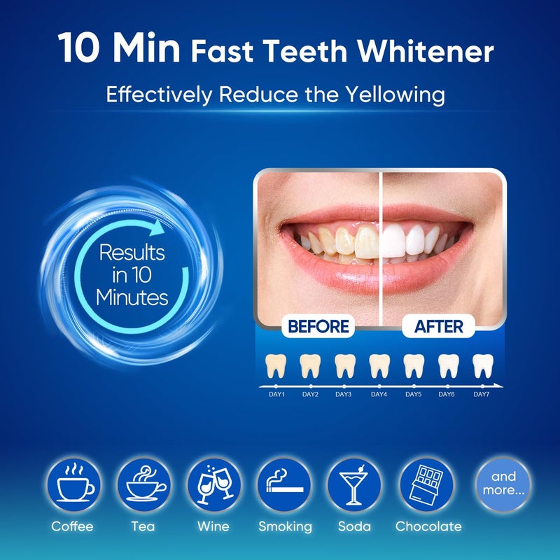 MySmile مجموعة تبييض الأسنان MySmile للأسنان الحساسة مع ضوء LED، تبييض سريع غير حساس خلال 10 دقائق، 3 جل تبييض كارباميد بيروكسيد، تركيبة قوية، آمنة للمينا - Image 2