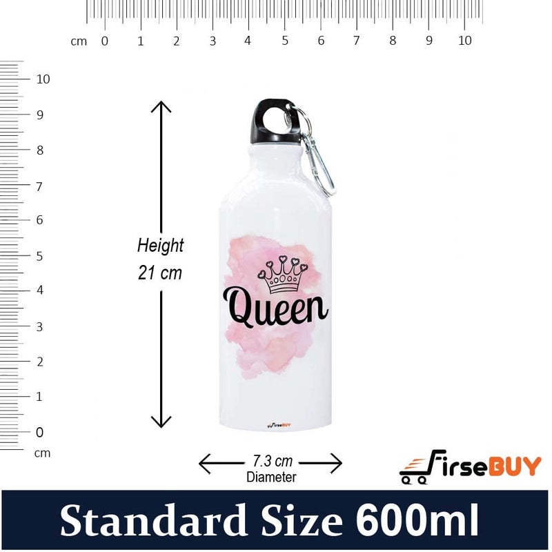 FirseBUY Water Bottle Light Portable 600ml Aluminium Water Bottle with Creative Queen Design Print Funny Bottle Gift for Girls Women - Image 4