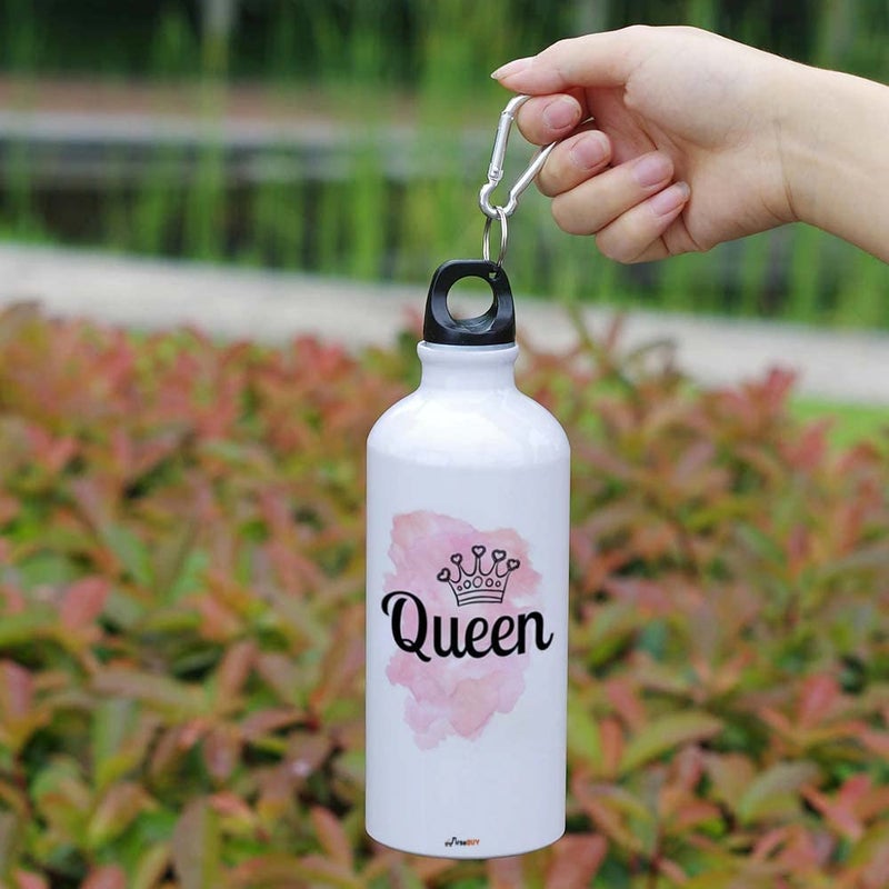 FirseBUY Water Bottle Light Portable 600ml Aluminium Water Bottle with Creative Queen Design Print Funny Bottle Gift for Girls Women - Image 2