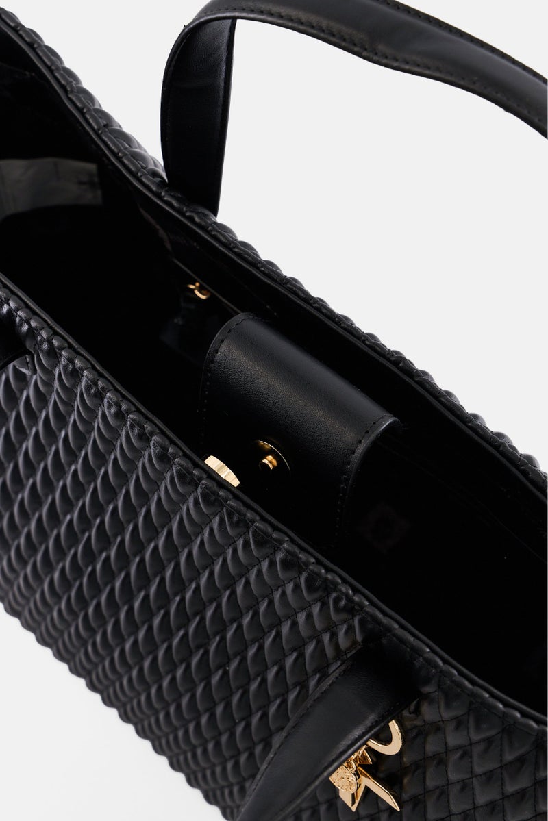 ANNE KLEIN Women Quilted Tote Bag, Black - Image 4