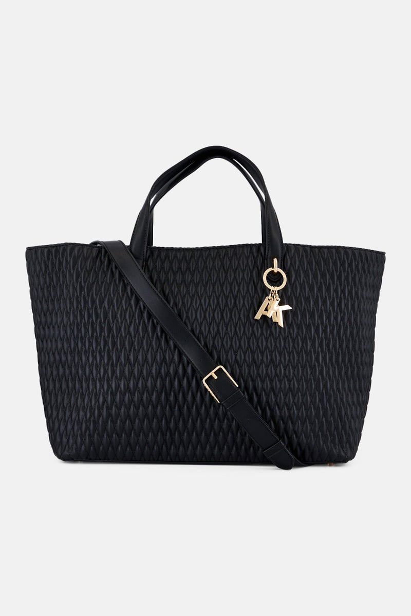 ANNE KLEIN Women Quilted Tote Bag, Black - Image 2