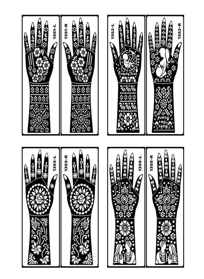 VANVATI Dual Theme with Beautiful Flowers Henna Stencil Sticker for Baby Shower and Wedding - Image 1