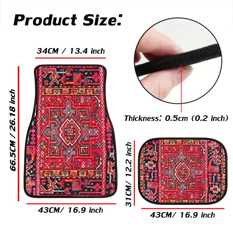 EOHMAK Car Floor Mats Non-Slip Automotive Floor Mats All-Weather Front Rear Car Floor Foot Mat Sets of 4 Pieces Foot Mats Rugs Carpet for Car Trucks SUV Sedans (Red) - Image 4
