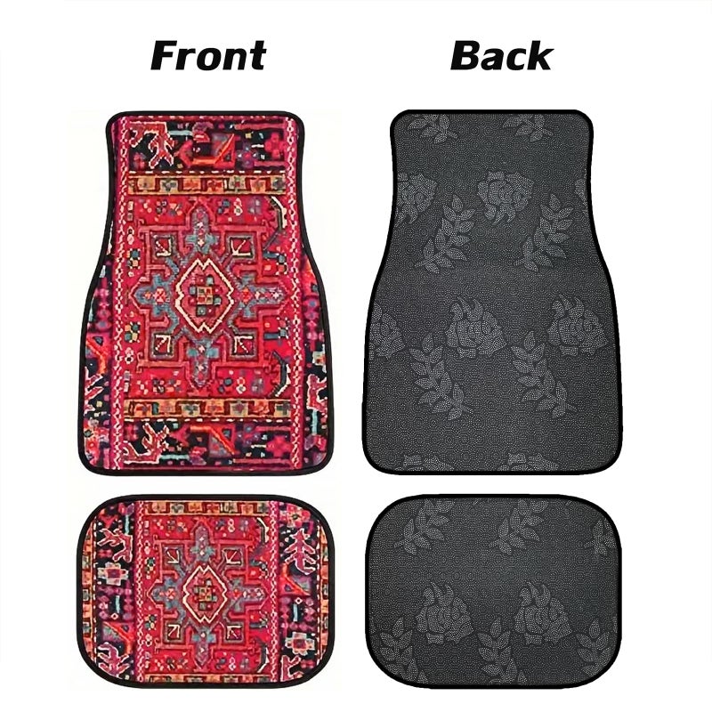 EOHMAK Car Floor Mats Non-Slip Automotive Floor Mats All-Weather Front Rear Car Floor Foot Mat Sets of 4 Pieces Foot Mats Rugs Carpet for Car Trucks SUV Sedans (Red) - Image 3