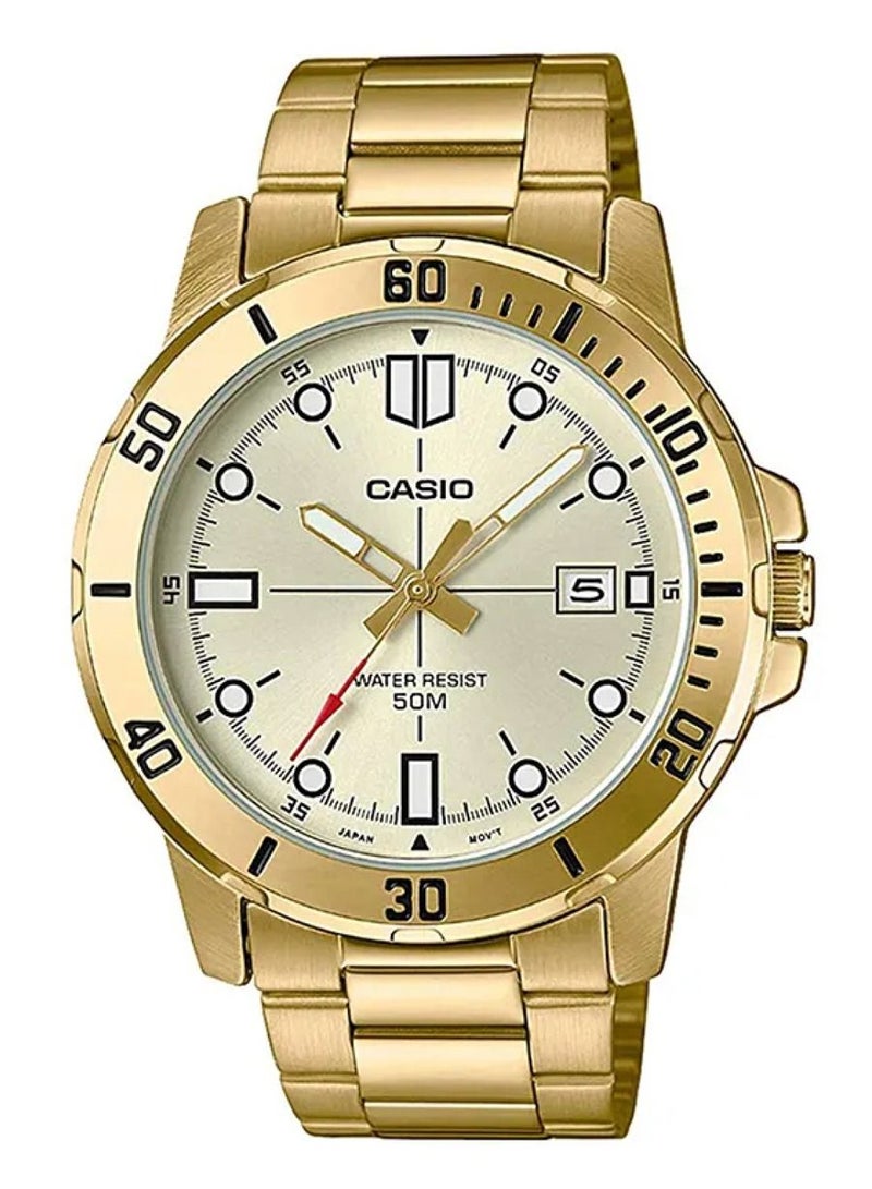 CASIO Men's Enticer Gold Stainless Steel Analog Watch MTP-VD01G-9EVUDF - Image 1