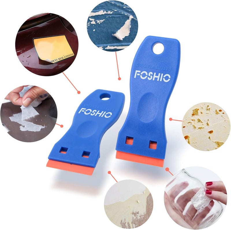 FOSHIO 20PCS Blue Plastic Razor Blade Scraper Tool for Gasket Remover, Sticker Remover, Labels Decal and Adhesive Remover for Windows and Glass - Image 2