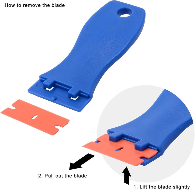 FOSHIO 20PCS Blue Plastic Razor Blade Scraper Tool for Gasket Remover, Sticker Remover, Labels Decal and Adhesive Remover for Windows and Glass - Image 5