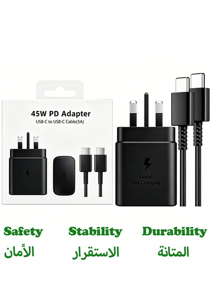 JOYFOCUS Fast Charger for Charger Head with Charging Cable 45 watts, S23 Ultra S23 Plus S23 S23 S22 Ultra S22 S21 Ultra S21 S21 A54 A53 A52 A32-45W with Type-C 5A fast Cable - Image 1