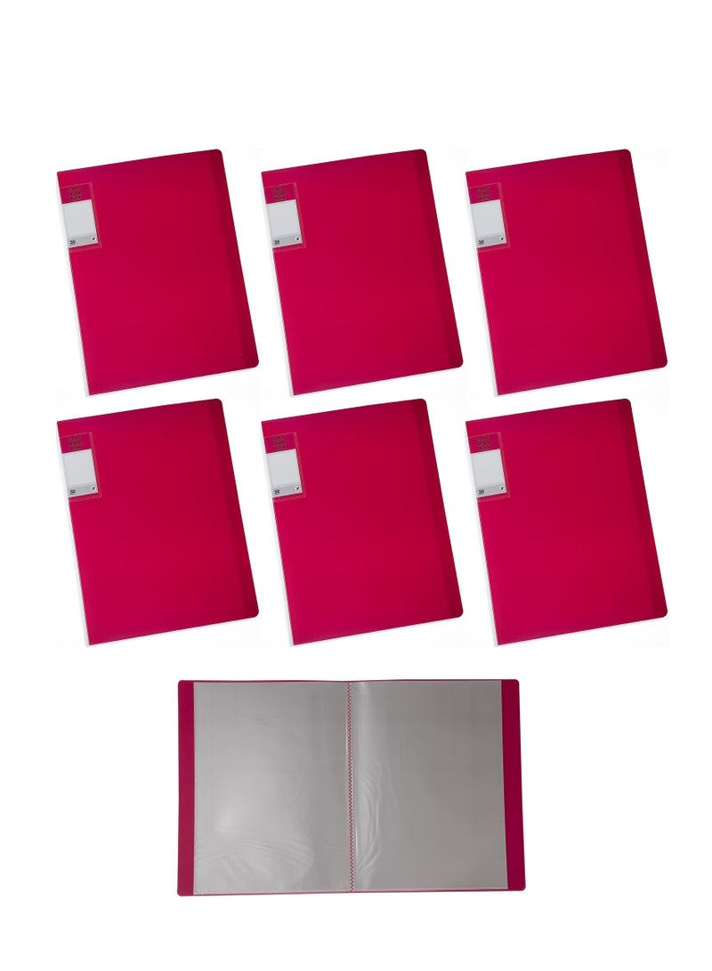 Maxi 6-Piece Display Book 30 Pockets Flourescent Pink Cover - Image 1
