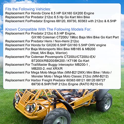 CARMOCAR Carburetor carb Air Filter adapter Jet Kit High Performance Upgraded replacement for Coleman CT200U CT200U-EX BT200X GX160 Predator 212cc 196cc 6.5hp Engine Mini Bike Go Kart Racing Black - Image 3