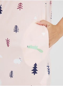 Styli Graphic Print Sleep T-Shirt Dress with Side Pocket  - Image 3