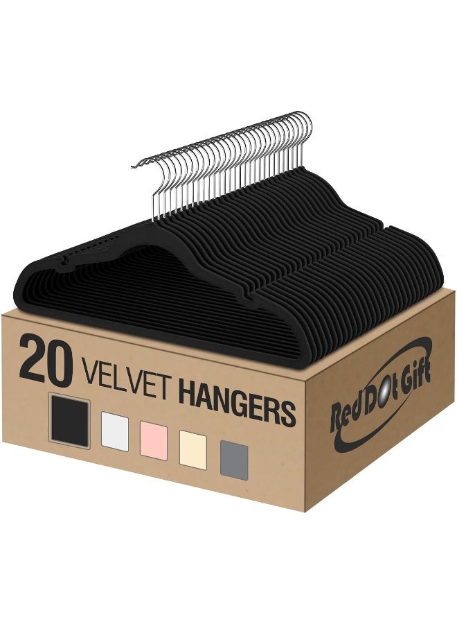 Red Dot Gift Red Dot Gift Pack of 20 Velvet Clothes Hangers 45cm Heavy Duty Durable Coat and Clothes Hangers - Image 1
