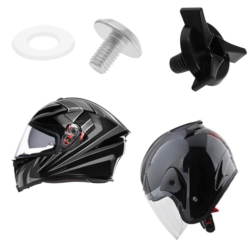 Micro Traders 2 Sets of Motorcycle Helmet Screws Fixing Screws Helmet Accessories Plastic Metal for Motorcycle Off-Road Vehicles Black Silver - Image 2