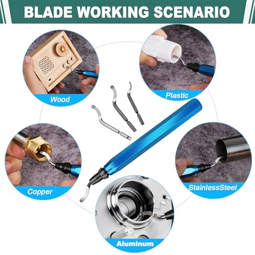Nujzuir 3D Print Deburring Tool Set with 11pc High Speed Steel Multipurpose Blades Removing Burr 5Pcs Needle File 1pc Micro Wire Cutter for 3D Printed Edges Metal Resin Copper Plastic PVC Pipes - Image 2