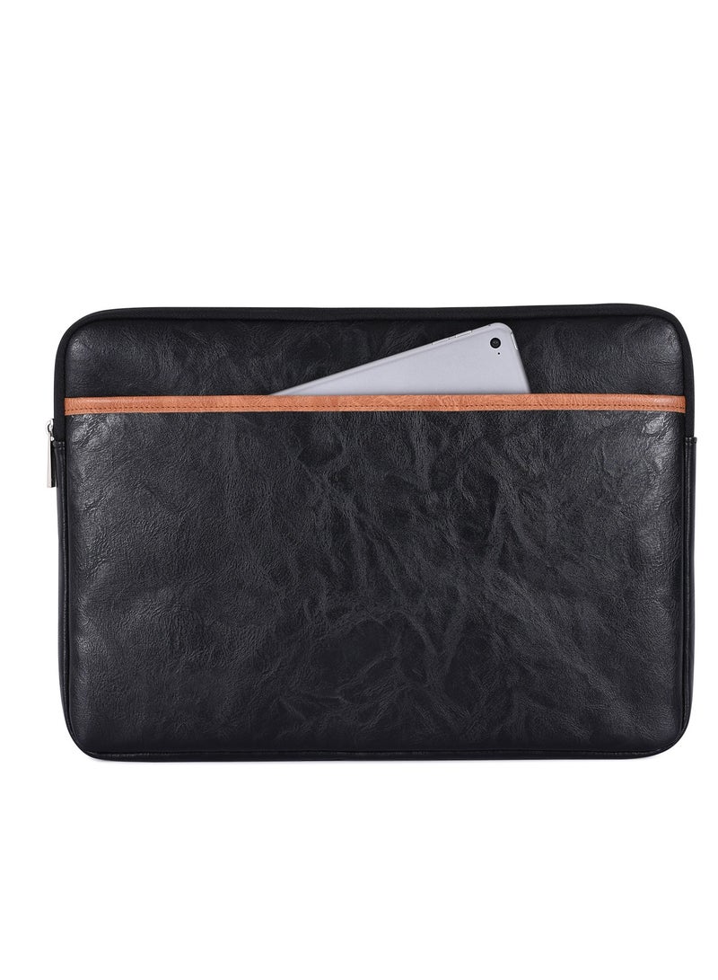 15.6-inch Laptop Sleeve - Shock-Proof Laptop Sleeve - Laptop Sleeve - Black Leather  - Image 2