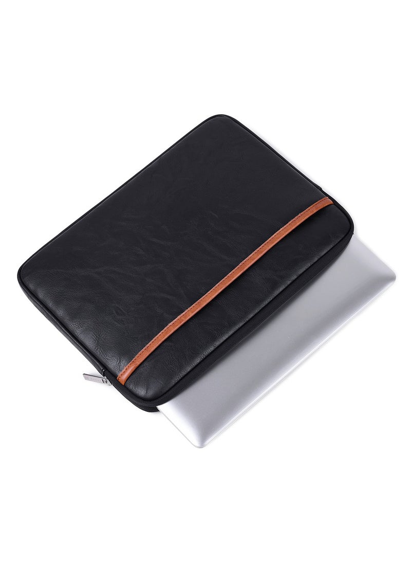 15.6-inch Laptop Sleeve - Shock-Proof Laptop Sleeve - Laptop Sleeve - Black Leather  - Image 3