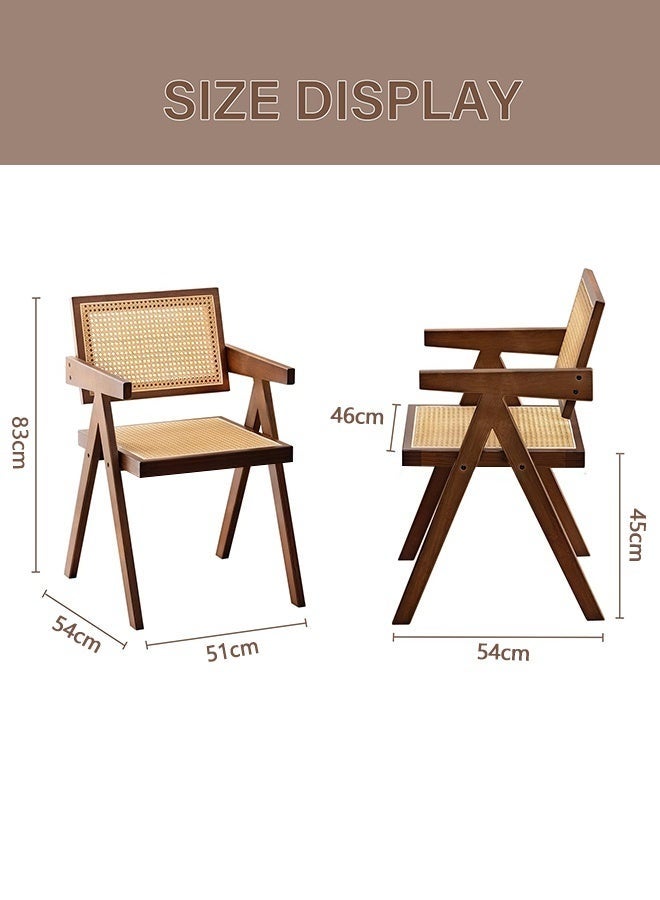 والالا كراسي مميزة من الروطان، طقم من كرسيين لتناول الطعام بتصميم منتصف القرن الحديث، كراسي بذراعين مريحة، كراسي خارجية من الروطان مع مسند ذراع لغرفة النوم وغرفة المعيشة وغرفة القراءة وغرفة الطعام والمطبخ، لون بني - Image 3