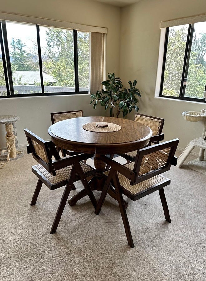 والالا كراسي مميزة من الروطان، طقم من كرسيين لتناول الطعام بتصميم منتصف القرن الحديث، كراسي بذراعين مريحة، كراسي خارجية من الروطان مع مسند ذراع لغرفة النوم وغرفة المعيشة وغرفة القراءة وغرفة الطعام والمطبخ، لون بني - Image 5