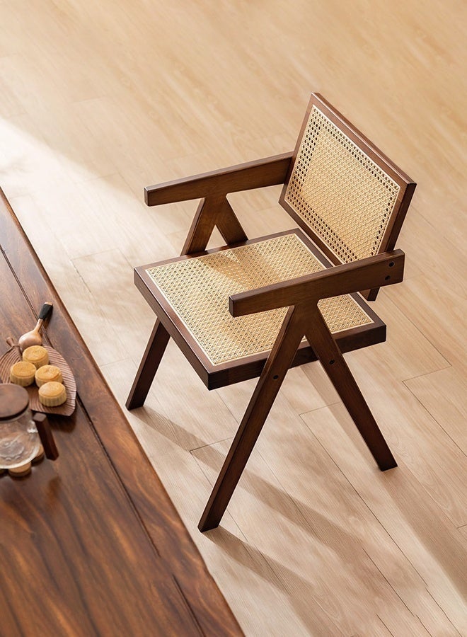 والالا كراسي مميزة من الروطان، طقم من كرسيين لتناول الطعام بتصميم منتصف القرن الحديث، كراسي بذراعين مريحة، كراسي خارجية من الروطان مع مسند ذراع لغرفة النوم وغرفة المعيشة وغرفة القراءة وغرفة الطعام والمطبخ، لون بني - Image 2