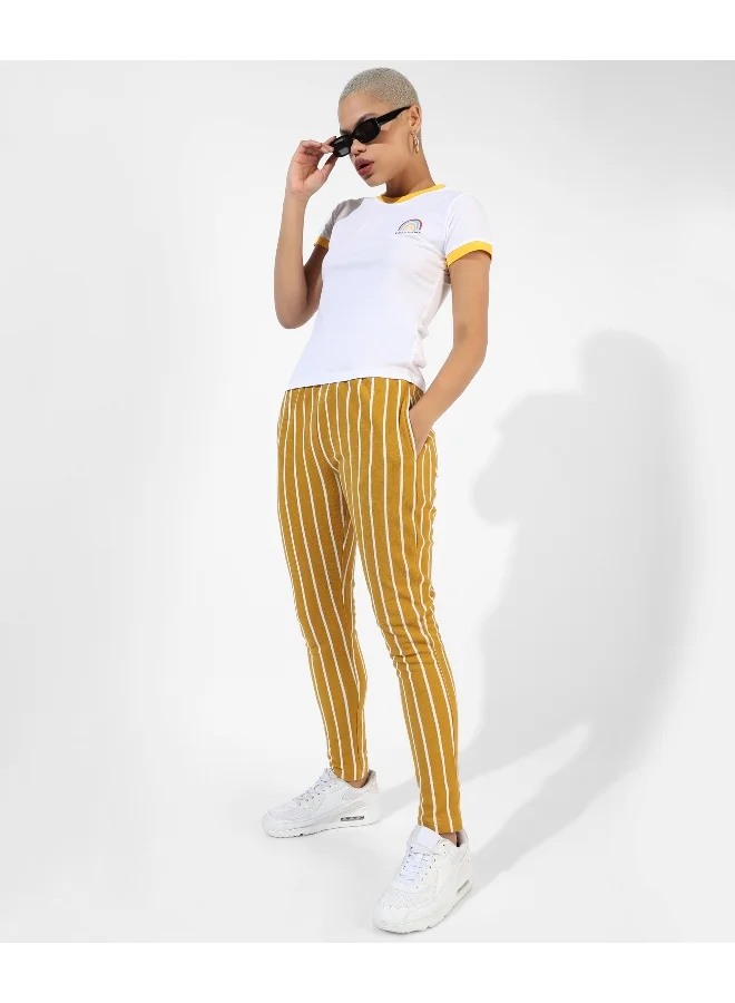 Campus Sutra Women's White Printed Regular Fit Top
