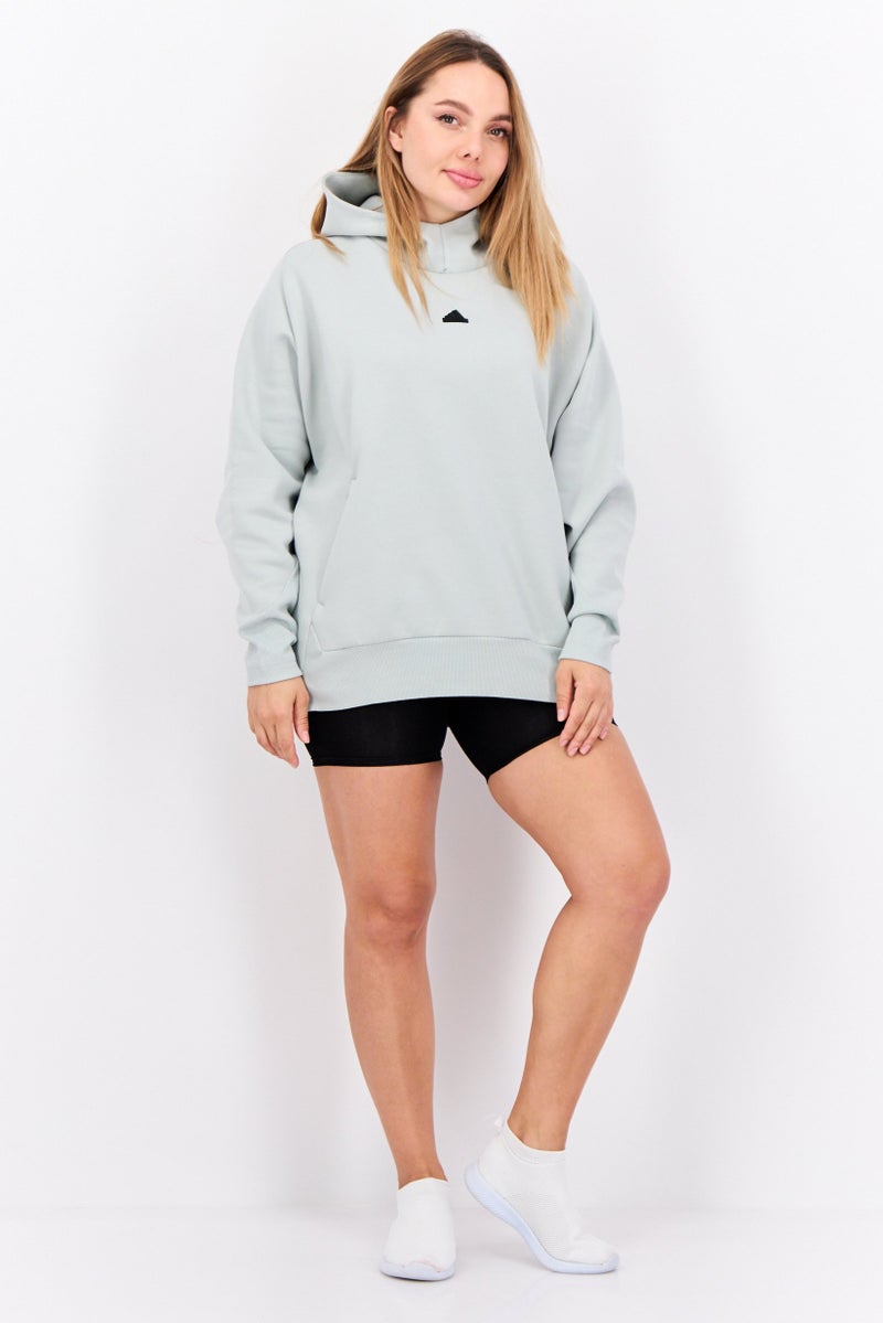 Adidas Women Sportswear Fit Brand Logo Outdoor Hoodie, Light Sage Green - Image 4