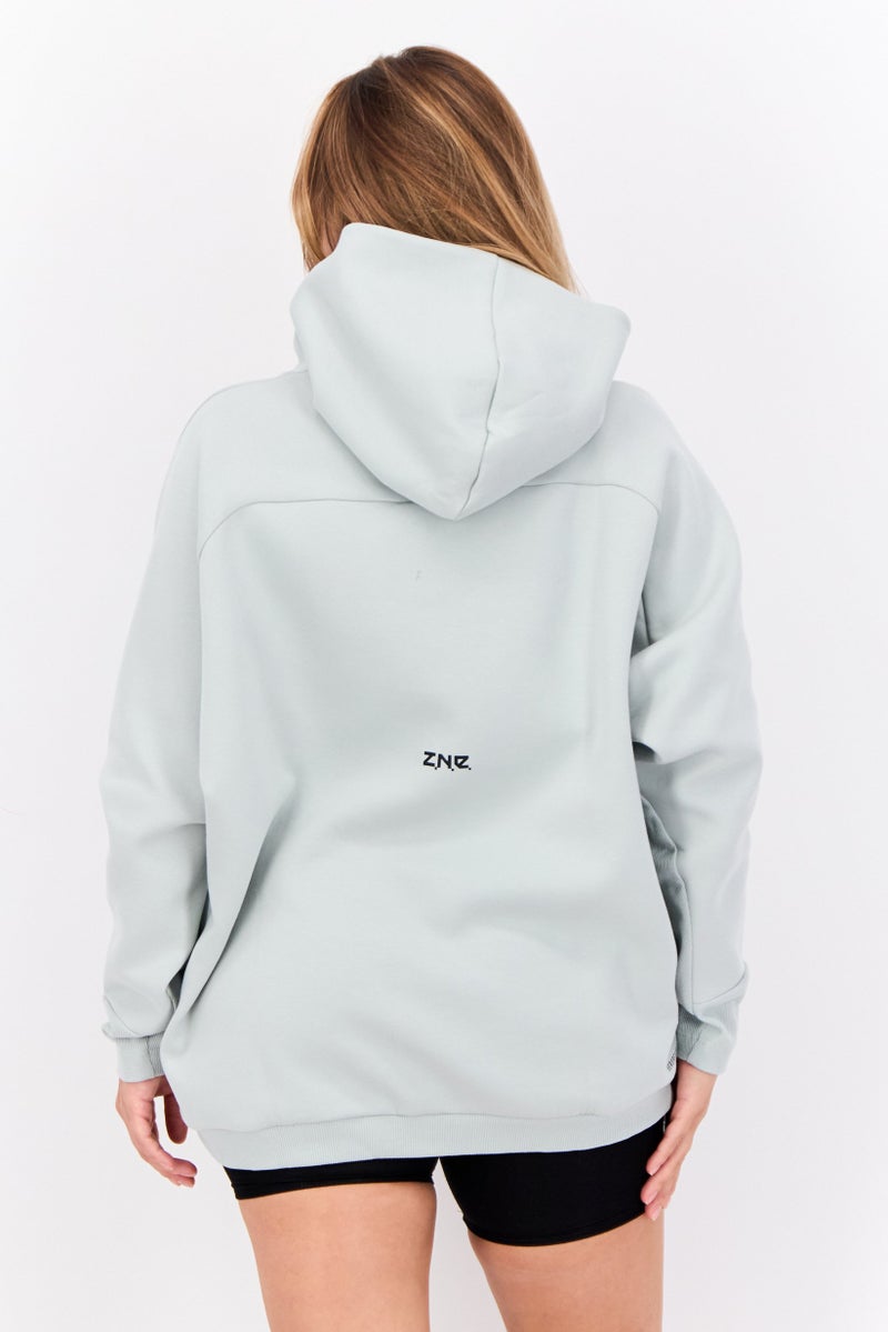 Adidas Women Sportswear Fit Brand Logo Outdoor Hoodie, Light Sage Green - Image 3