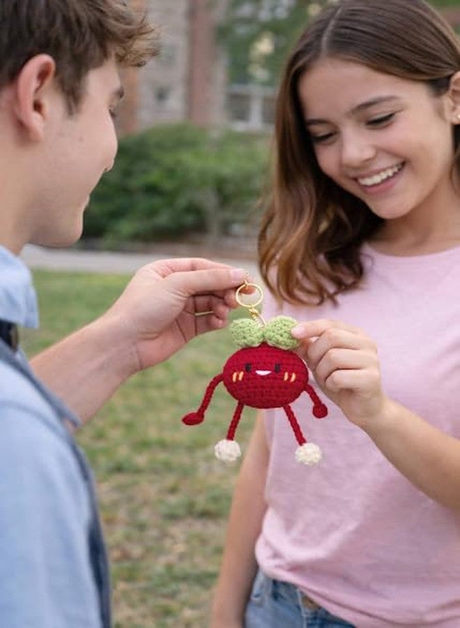 Mirha's Touch Handmade Crochet Tomato Keychain for Girls | Cute Amigurumi Soft Toy Bag Charm | Red Kawaii Gift for Kids & Women - Image 4