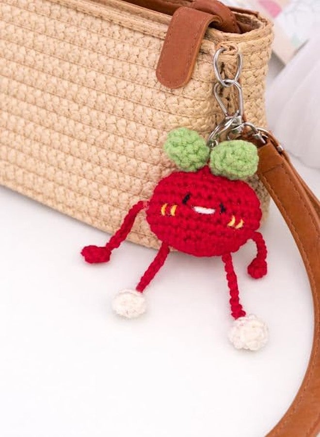 Mirha's Touch Handmade Crochet Tomato Keychain for Girls | Cute Amigurumi Soft Toy Bag Charm | Red Kawaii Gift for Kids & Women - Image 3