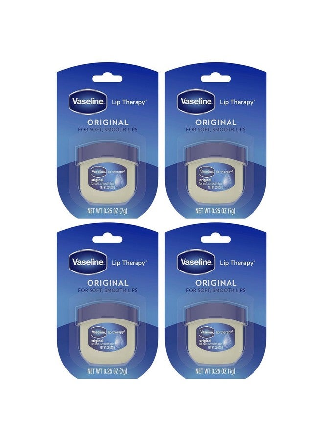 فازلين لعلاج الشفاه، عبوة من 4 قطع - مرطب شفاه صغير لعلاج جفاف الشفاه، عبوة سفر للعناية بالشفاه بجل البترول، 0.25 أونصة لكل عبوة - Image 1