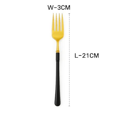 Coslifestore Eco-Friendly Biodegradable Acrylic Gold Cutlery – 12 Piece Premium Reusable Flatware for Dining, Parties & Events (Golden-Black-Fork) - Image 2