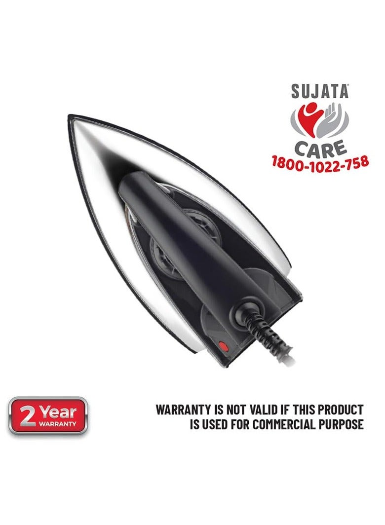 Sujata Smooth Slide 1100 Watts Dry Iron | Overheat Protection Thermal Fuse | American Heritage Double Coat Non-stick | Designed for Tricky Areas - Image 2