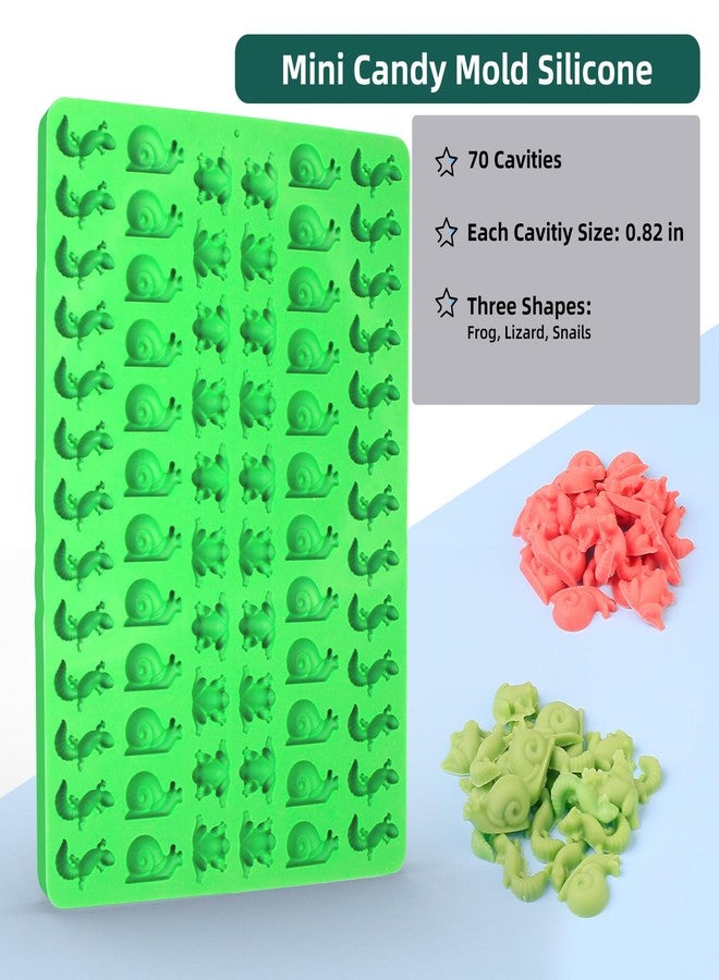 Amyandone Mini Animal Silicone Mold - 70 Cavities Chocolate Candy Molds with Frogs, Lizards, Snails Shape for Making Gummy/Cake Decor/Fondant/Biscuits/Fruit Snack/Sugar Craft for Kids(with a Scraper) - Image 3