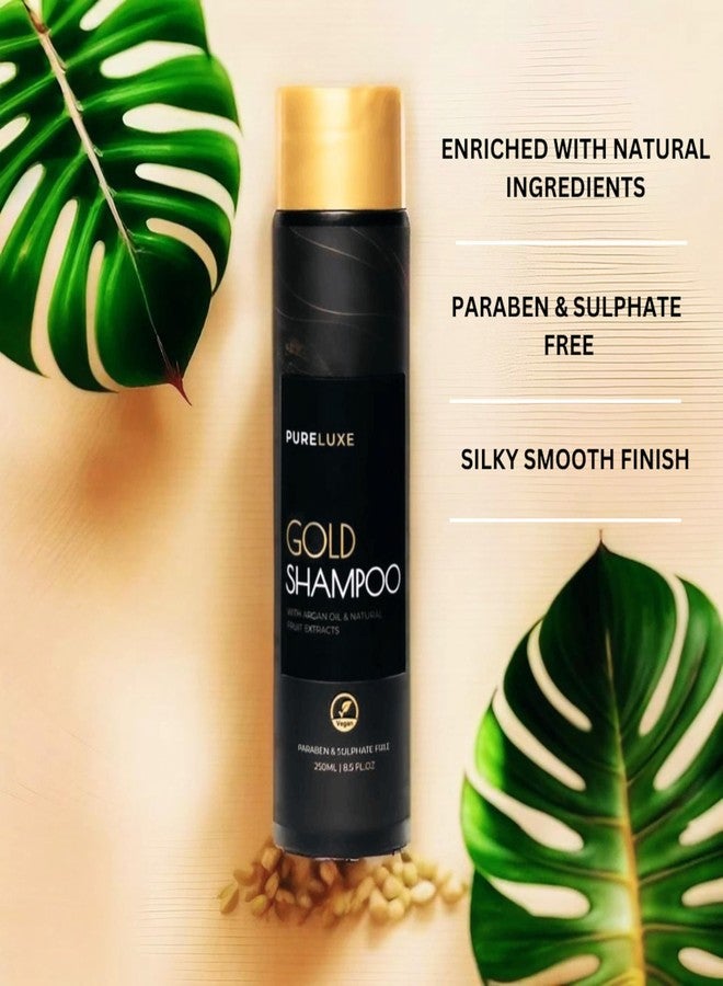 Pureluxe Gold Shampoo with 24K Gold & Argan Oil for Ultra Shine Hydration | Paraben & Sulphate Free | Suitable for All Hair Types - Image 4