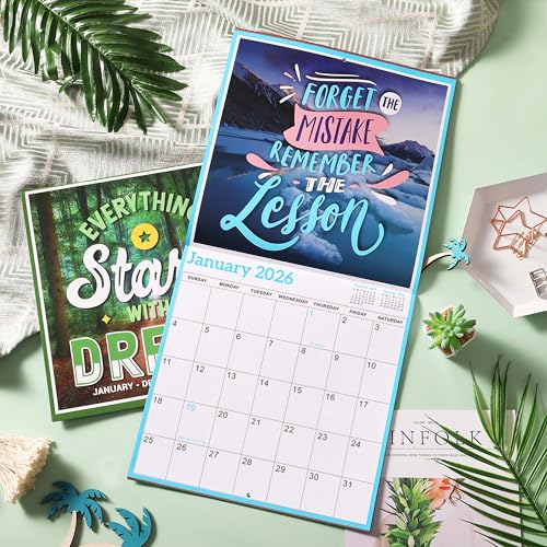 BooQool 2026 Wall Calendar – 12 Months Motivational Calendar 2026, Jan - Dec 2026, 2026 Wall Calendar 12" x 24" (Open), Thick Glossy Paper, Hanging Holes, Large Blocks, Perfect Organizer - Motivational - Image 2