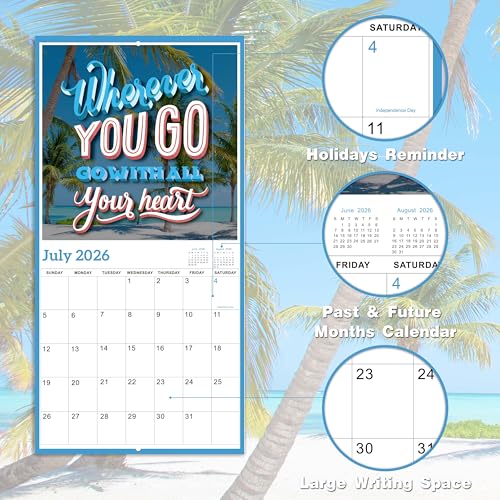 BooQool 2026 Wall Calendar – 12 Months Motivational Calendar 2026, Jan - Dec 2026, 2026 Wall Calendar 12" x 24" (Open), Thick Glossy Paper, Hanging Holes, Large Blocks, Perfect Organizer - Motivational - Image 4