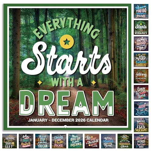 BooQool 2026 Wall Calendar – 12 Months Motivational Calendar 2026, Jan - Dec 2026, 2026 Wall Calendar 12" x 24" (Open), Thick Glossy Paper, Hanging Holes, Large Blocks, Perfect Organizer - Motivational - Image 1