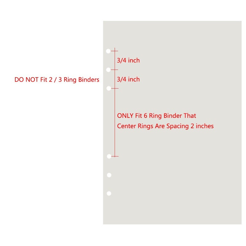 Tofun 6-Ring A6 Binder/Planner Refill Paper, 6 Hole,6 3/4 x 4 1/8 Inches Refillable White Paper for Loose Leaf Binder Notebook Diary Traveler Journal Inserts, 80 Sheets/160 Pages,Blank - Image 4