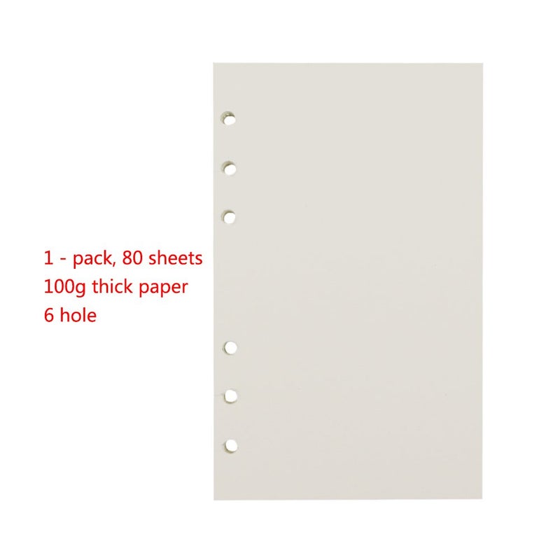 Tofun 6-Ring A6 Binder/Planner Refill Paper, 6 Hole,6 3/4 x 4 1/8 Inches Refillable White Paper for Loose Leaf Binder Notebook Diary Traveler Journal Inserts, 80 Sheets/160 Pages,Blank - Image 2