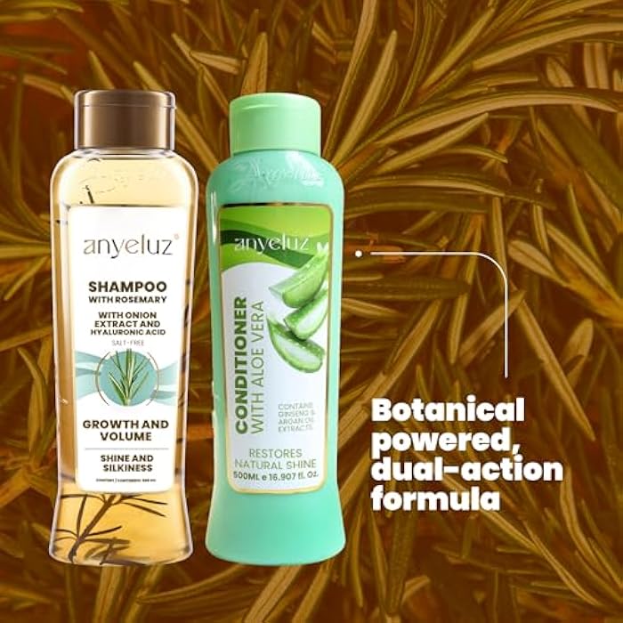 ANYELUZ Rosemary Shampoo and Aloe Conditioner Set, Volume and Hydration for your Hair, with Hyaluronic, Argan Oil and Rosemary, Moisturizes and Enhances Shine - Image 5