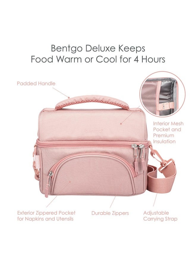 بنتجو حقيبة غداء فاخرة من Bentgo - حقيبة غداء متينة ومعزولة بجيب خارجي بسحّاب، وجيب شبكي داخلي، وأحزمة مبطنة وقابلة للتعديل، وسحّابات ثنائية الاتجاه - تناسب معظم صناديق الغداء (وردي فاتح) - Image 3