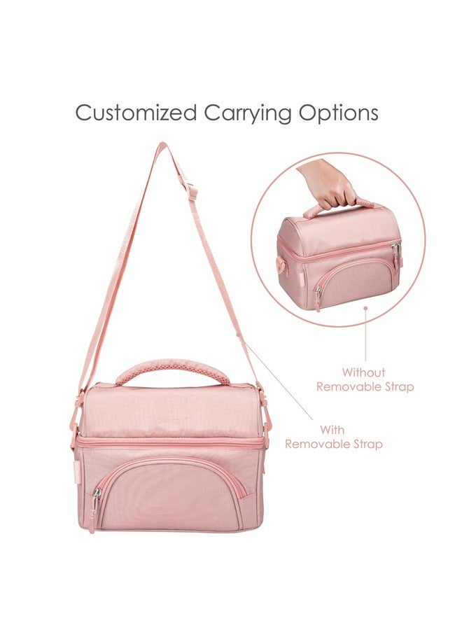 بنتجو حقيبة غداء فاخرة من Bentgo - حقيبة غداء متينة ومعزولة بجيب خارجي بسحّاب، وجيب شبكي داخلي، وأحزمة مبطنة وقابلة للتعديل، وسحّابات ثنائية الاتجاه - تناسب معظم صناديق الغداء (وردي فاتح) - Image 4