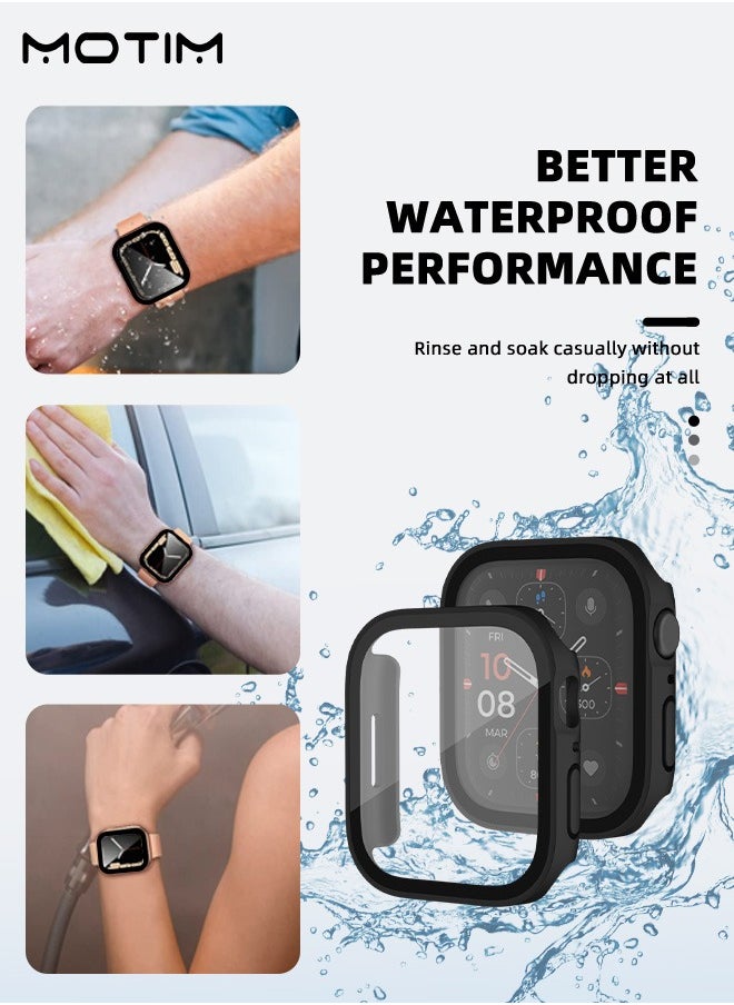 Motim - 4 Packs 2 in 1 Watch Screen Protector Case Compatible for Apple Watch Ultra 49mm Tempered Glass Waterproof Hard PC iWatch Screen Cover - Image 1