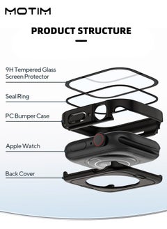 Motim 4 Packs 2 in 1 Watch Screen Protector Case Compatible for Apple Watch Ultra 49mm Tempered Glass Waterproof Hard PC iWatch Screen Cover  - Image 3