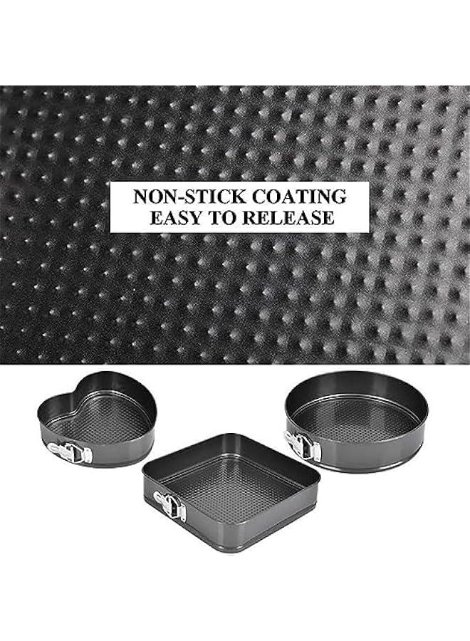 Baking Pan Set Springform Cake Pan Set Steel Nonstick Leakproof Molds with Removable Bottom Dishwasher Food Grade HeatResistant for Cake Pizzas3 PCS) - Image 2