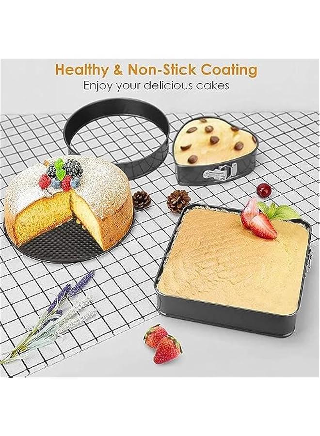 Baking Pan Set Springform Cake Pan Set Steel Nonstick Leakproof Molds with Removable Bottom Dishwasher Food Grade HeatResistant for Cake Pizzas3 PCS) - Image 4