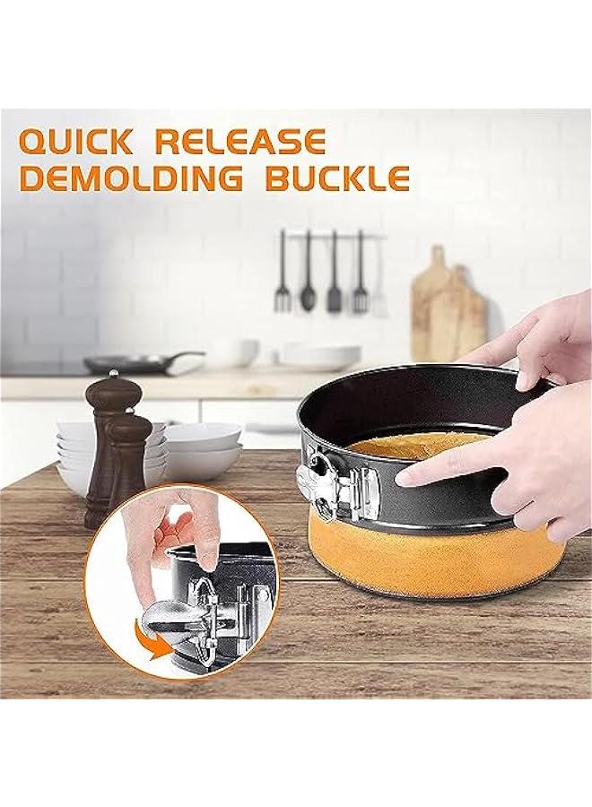 Baking Pan Set Springform Cake Pan Set Steel Nonstick Leakproof Molds with Removable Bottom Dishwasher Food Grade HeatResistant for Cake Pizzas3 PCS) - Image 5