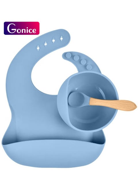 Silicone Toddler Self-Feeding Utensil Set, Blue